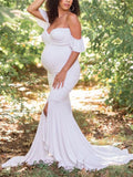 Beaumama robes photo longue grossesse élégant enceinte shooting volants sirene irrégulier femme enceinte
