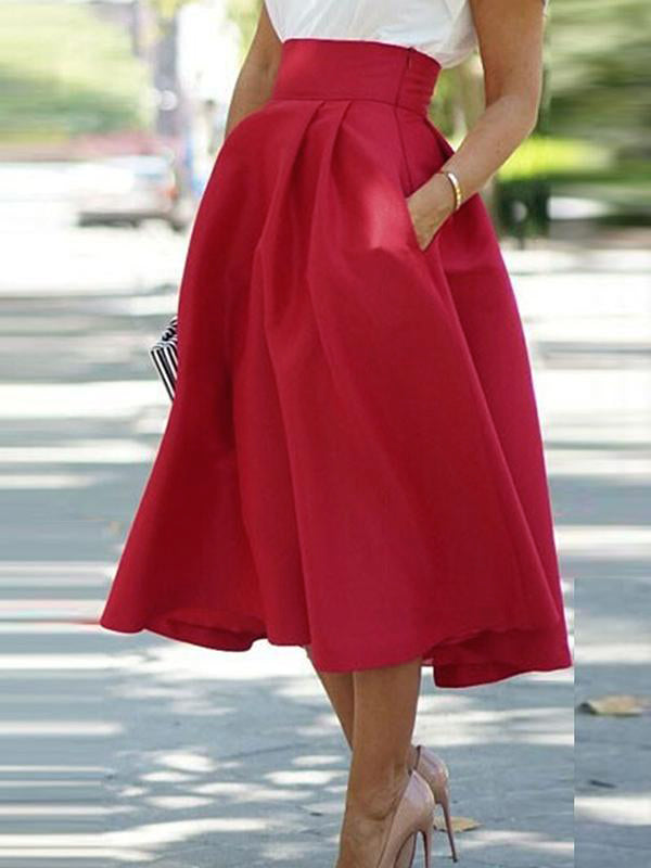Beaumama mi-longue jupe patineuse bouffante grande culotte haute mode rouge