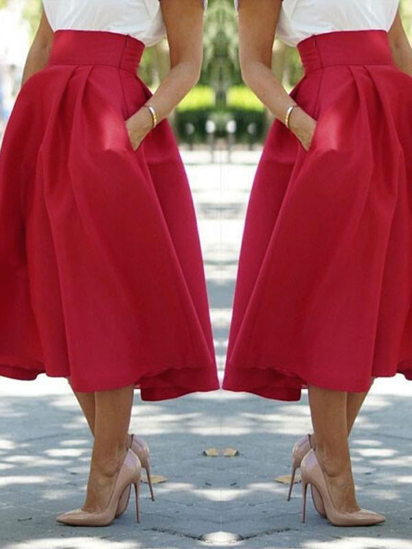 Beaumama mi-longue jupe patineuse bouffante grande culotte haute mode rouge