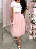 Beaumama mi-longue jupe tutu tulle plissé élégant femme rose poudré