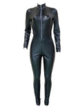 Beaumama combinaison déguisement catwoman simili cuir moulante femme noir