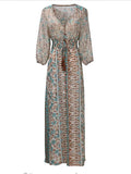 Beaumama robe longue style ethnique motif fendu fluide hippie boheme