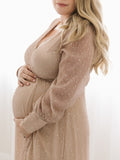 Beaumama robes photo longue grossesse élégant baby shower brillante paillette fendu le côté femme enceinte