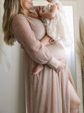 Beaumama robes photo longue grossesse élégant baby shower brillante paillette fendu le côté femme enceinte
