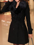 Beaumama manteau en laine grossesse ceinture col fausse fourrure double boutonnage peplum oversized mode femme enceinte