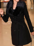 Beaumama manteau en laine grossesse ceinture col fausse fourrure double boutonnage peplum oversized mode femme enceinte