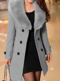 Beaumama manteau en laine grossesse ceinture col fausse fourrure double boutonnage peplum oversized mode femme enceinte