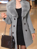 Beaumama manteau en laine grossesse ceinture col fausse fourrure double boutonnage peplum oversized mode femme enceinte