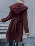 Beaumama manteau en laine grossesse Élégant capuche ceinture poches femme enceinte