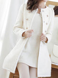 Beaumama manteau en laine double boutonnage fausse fourrure col femme blanche
