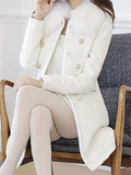 Beaumama manteau en laine double boutonnage fausse fourrure col femme blanche
