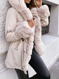 Beaumama parkas grossesse élégant casual col fausse fourrure poilu coulisse manteau d'hiver femme enceinte