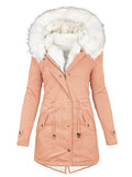Beaumama grossesse mi-longue parkas doublé polaire fausse fourrure capuche femme veste