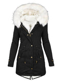 Beaumama grossesse mi-longue parkas doublé polaire fausse fourrure capuche femme veste