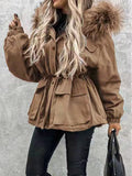 Beaumama parka avec fausse fourrure à capuche mode hiver femme veste