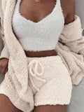 Beaumama ensembles de pyjama courte en polaire 2 pièces femme d'intérieur