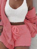 Beaumama ensembles de pyjama courte en polaire 2 pièces femme d'intérieur