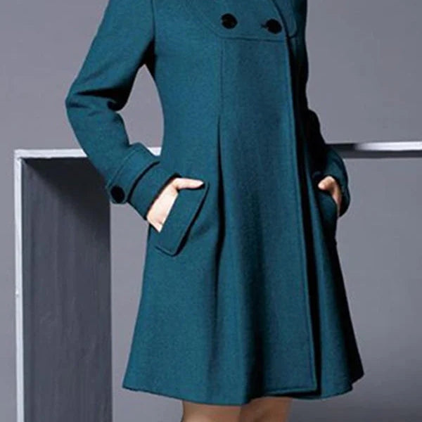 Beaumama manteau en laine double boutonnage à capuche vintage femme cape