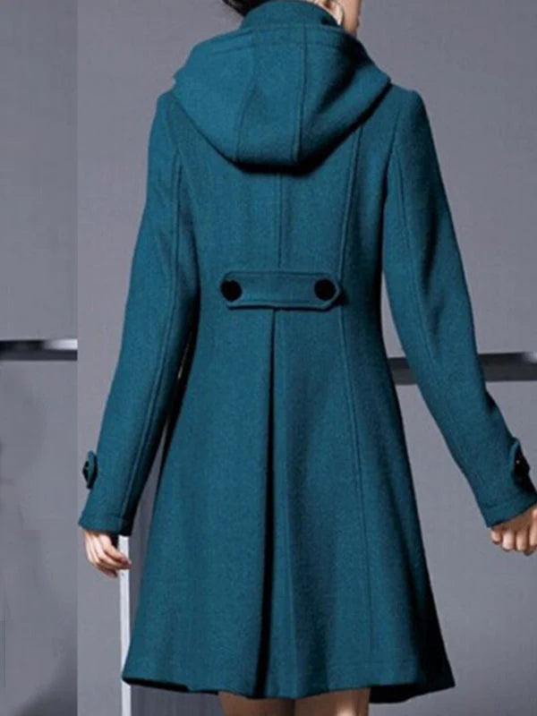 Beaumama manteau en laine double boutonnage à capuche vintage femme cape