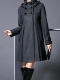 Beaumama manteau en laine double boutonnage à capuche vintage femme cape