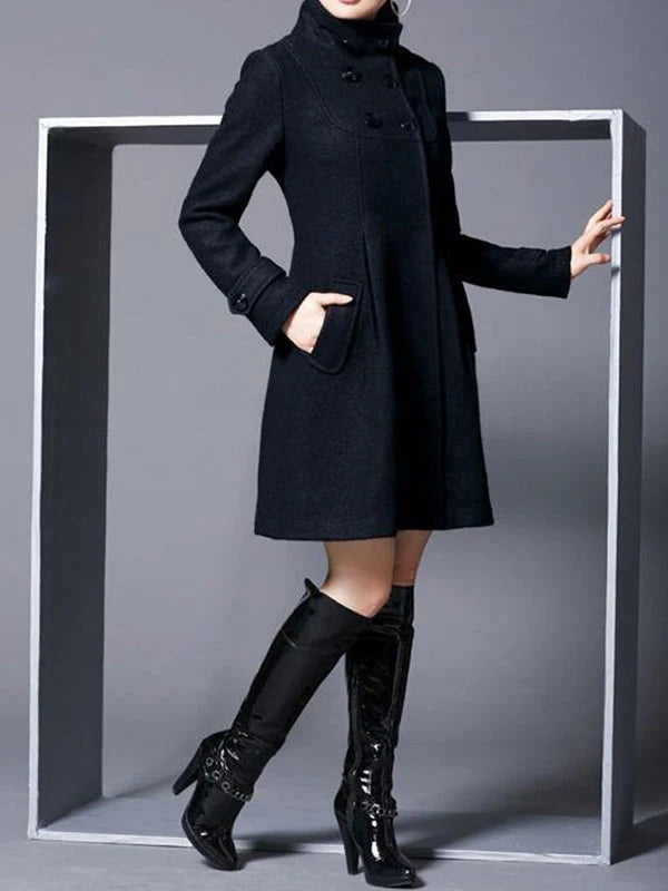 Beaumama manteau en laine double boutonnage à capuche vintage femme cape
