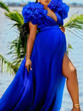 Beaumama robe photo longue grossesse ruchés froncées fendu le côté femme enceinte