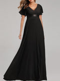 Beaumama robe longue grossesse v-cou manches courtes élégant femme enceinte