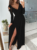 Beaumama robes longue grossese fendu le côté manches longues soirée femme enceinte