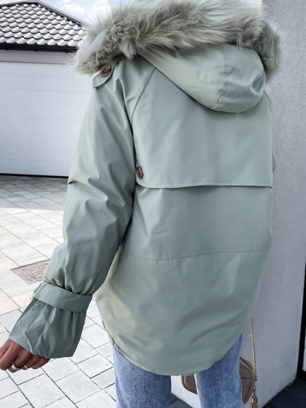 Beaumama doudoune pelzkragen poches capuche oversize manteau d'hiver femme enceinte