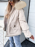Beaumama doudoune pelzkragen poches capuche oversize manteau d'hiver femme enceinte