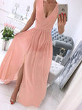 Beaumama grossesse robe longue mousseline fendu le côté v-cou chic robes de soirée femme enceinte