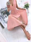 Beaumama grossesse robe longue mousseline fendu le côté v-cou chic robes de soirée femme enceinte
