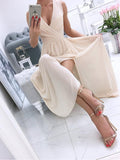 Beaumama grossesse robe longue mousseline fendu le côté v-cou chic robes de soirée femme enceinte