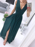 Beaumama grossesse robe longue mousseline fendu le côté v-cou chic robes de soirée femme enceinte