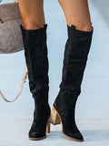 Beaumama bottes cuissardes suédine talon épais élégant femme