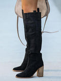 Beaumama bottes cuissardes suédine talon épais élégant femme