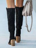 Beaumama bottes cuissardes suédine talon épais élégant femme