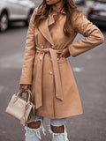 Beaumama manteau en laine ceinture poches double boutonnage oversize longue manteau d'hiver femme enceinte