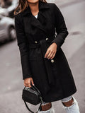 Beaumama manteau en laine ceinture poches double boutonnage oversize longue manteau d'hiver femme enceinte