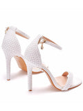 Beaumama sandales mariage talon aiguille perle bride cheville femme