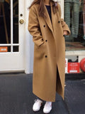 Beaumama grossesse manteau long cheville en laine double boutonnage ample élégant femme blouson