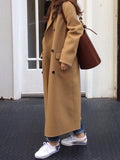 Beaumama grossesse manteau long cheville en laine double boutonnage ample élégant femme blouson