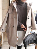 Beaumama grossesse mi-longue manteau en laine boutons poches capuche femme blouson beige