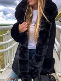Beaumama grossesse mi-longue manteau avec fausse fourrure parka capuche décontracté femme