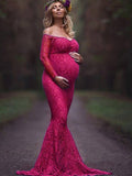 Beaumama robe longues de grossesse dentelle sirene manches longues shooting photo