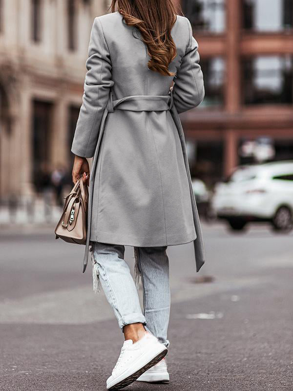 Beaumama manteau en laine ceinture poches double boutonnage oversize longue manteau d'hiver femme enceinte